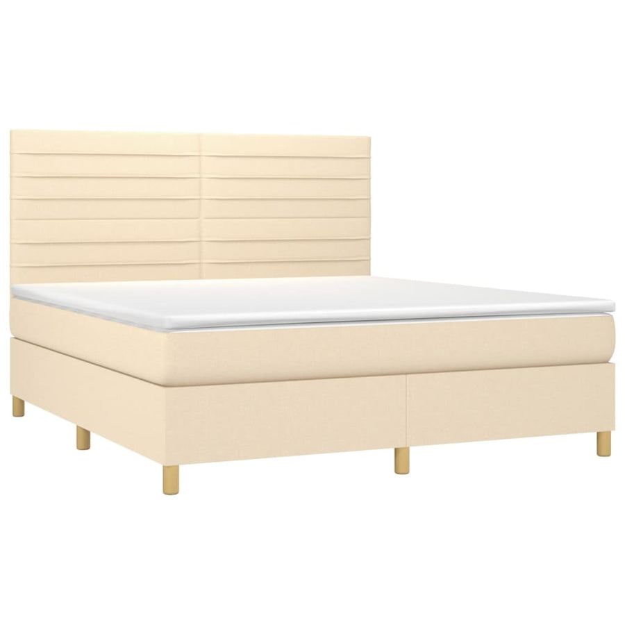 Boxspring Met Matras Stof Kleurig 180 x 200 cm Crème