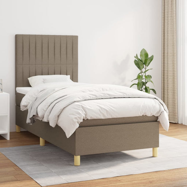 Boxspring Met Matras Stof Taupe 80 x 200 cm Verticale strepen