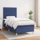 Boxspring Met Matras Stof Blauw 80 x 200 cm Verticale strepen