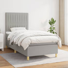 Boxspring Met Matras Stof Lichtgrijs 90 x 190 cm Verticale strepen