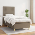 Boxspring met matras stof taupe 90x190 cm 90 x 190 cm Verticale strepen