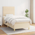 Boxspring met matras stof crèmekleurig 90x190 cm