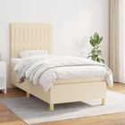 Boxspring met matras stof crèmekleurig 90x190 cm 90 x 190 cm Verticale strepen