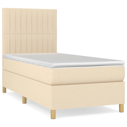 Boxspring met matras stof crèmekleurig 90x200 cm 90 x 200 cm Crème