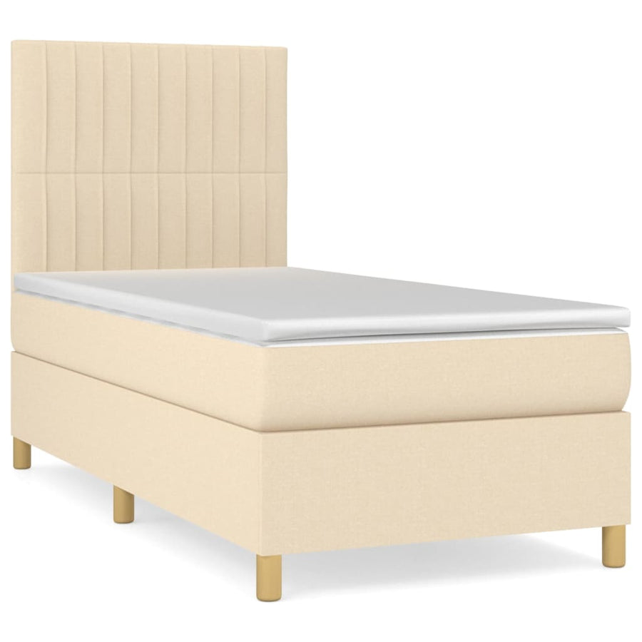 Boxspring met matras stof crèmekleurig 90x200 cm 90 x 200 cm Crème