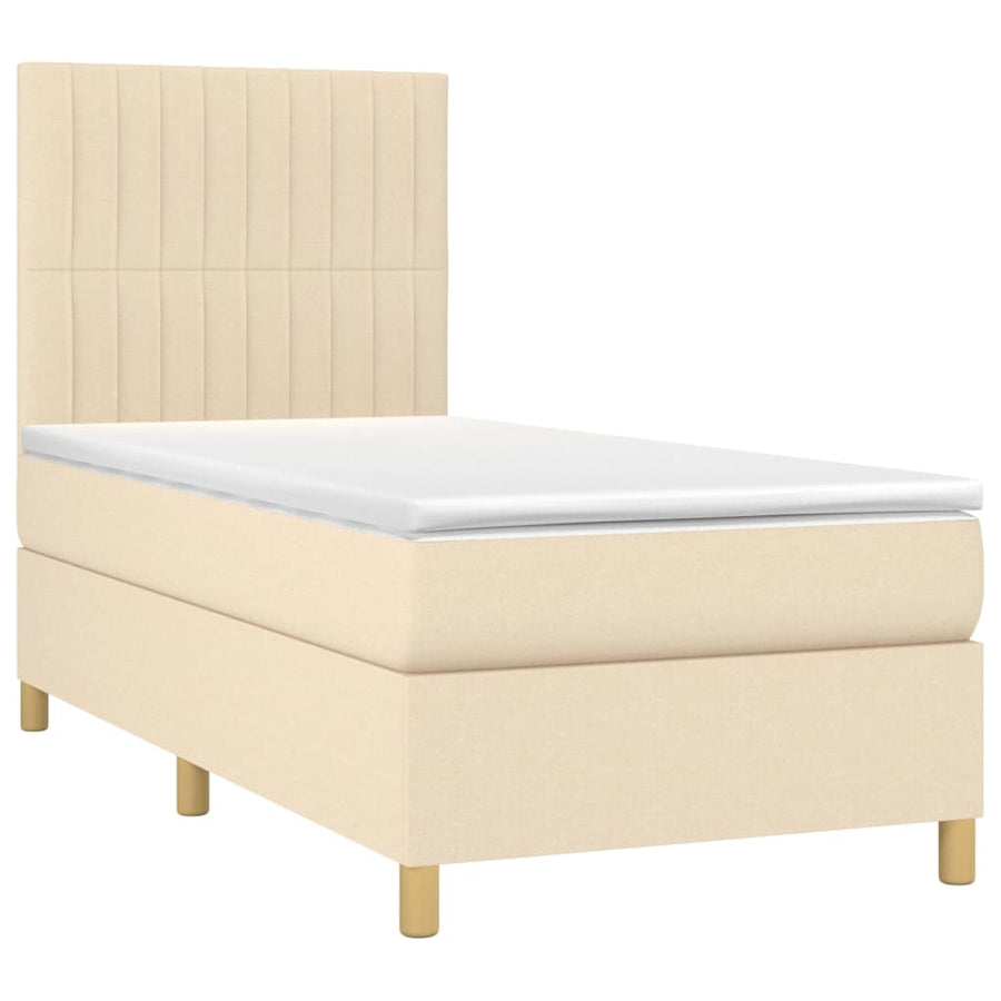 Boxspring met matras stof crèmekleurig 90x200 cm 90 x 200 cm Crème