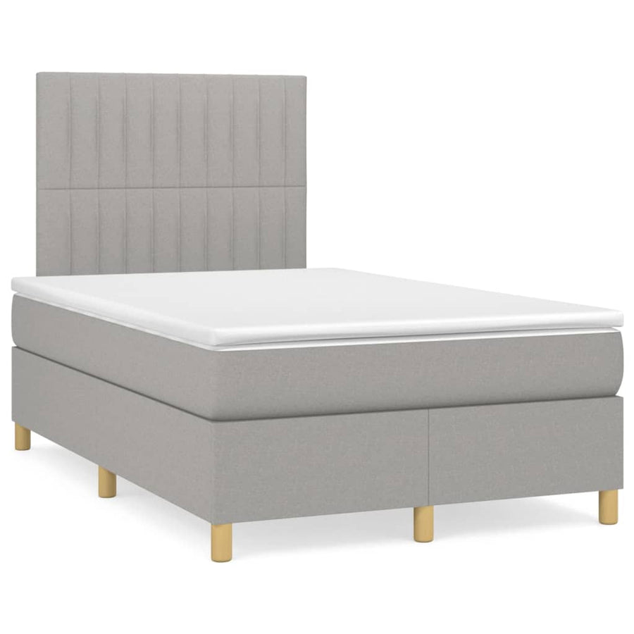 Boxspring Met Matras Stof Lichtgrijs 120 x 200 cm Verticale strepen