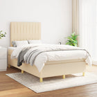 Boxspring Met Matras Stof Kleurig Crème 120 x 200 cm Verticale strepen