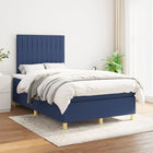 Boxspring Met Matras Stof Blauw 120 x 200 cm Verticale strepen