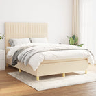 Boxspring Met Matras Stof Kleurig Crème 140 x 190 cm Verticale strepen