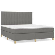 Boxspring Met Matras Stof Donkergrijs 180 x 200 cm Verticale strepen