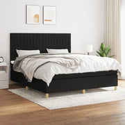 Box spring with mattress, black fabric, 180x200 cm