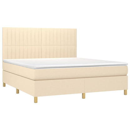 Boxspring met matras stof crèmekleurig 180x200 cm