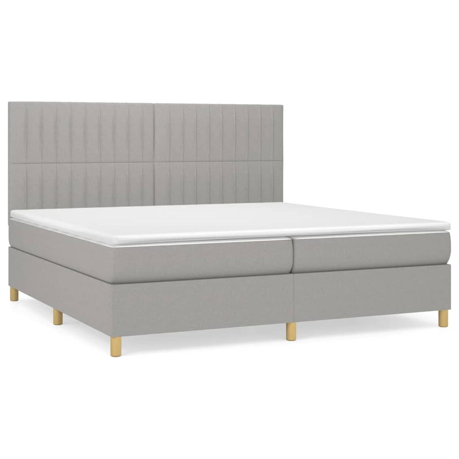 Boxspring Met Matras Stof Lichtgrijs 200 x 200 cm Verticale strepen