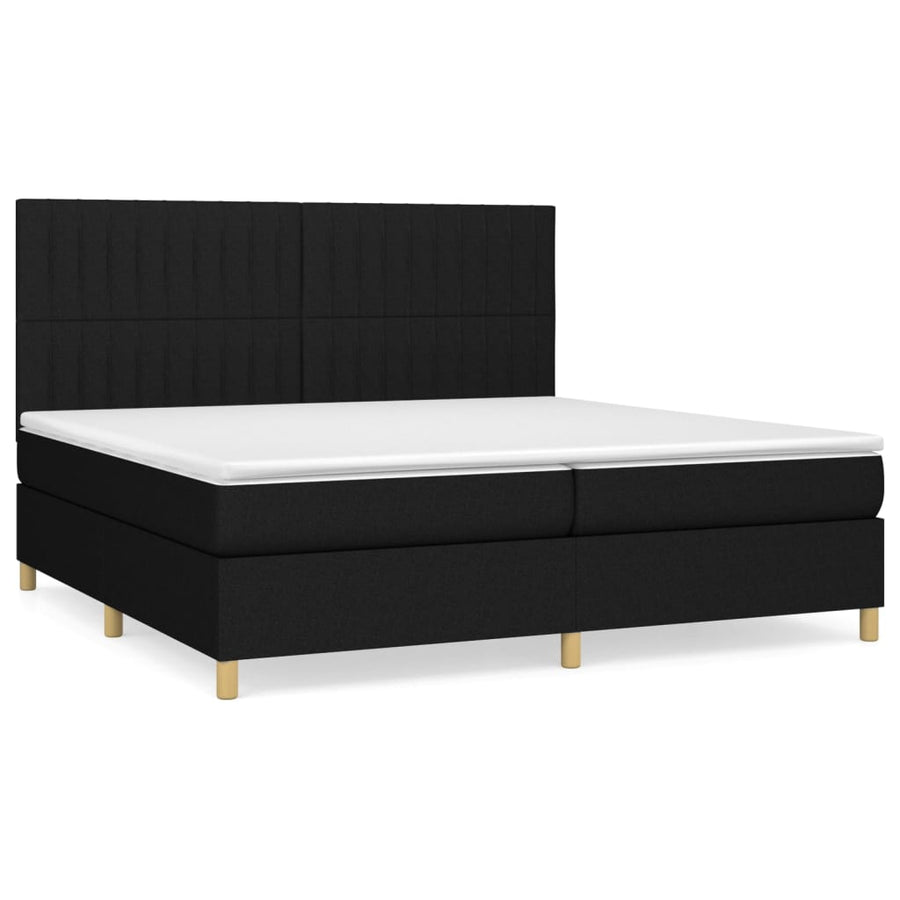 Boxspring Met Matras Stof Zwart 200 x 200 cm Verticale strepen