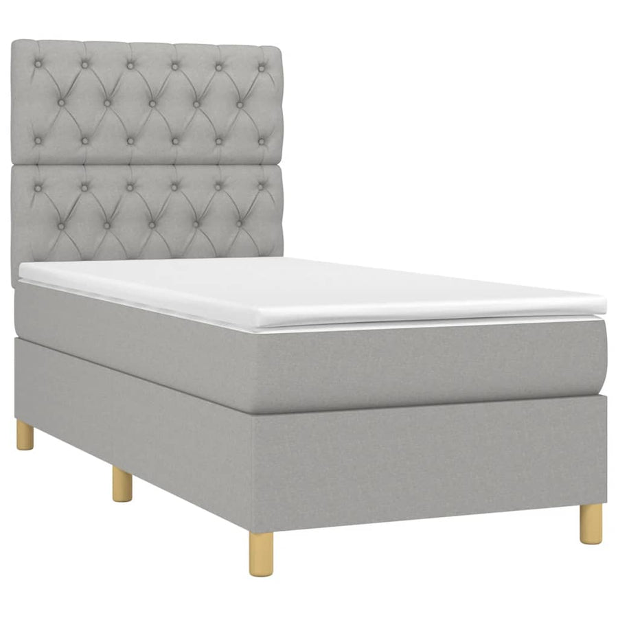 Boxspring Met Matras Stof Lichtgrijs 80 x 200 cm Getuft ontwerp