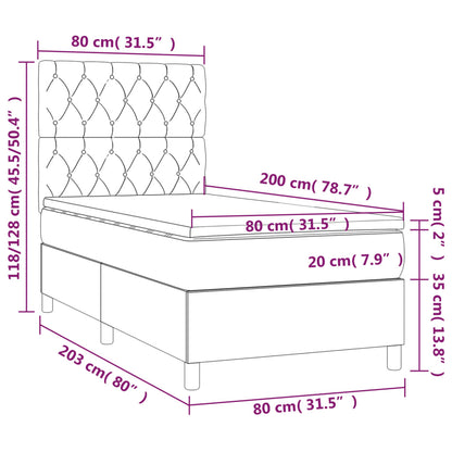 Boxspring Met Matras Stof Lichtgrijs 80 x 200 cm Getuft ontwerp