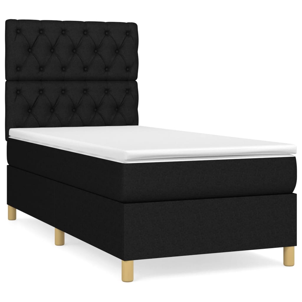 Boxspring Met Matras Stof Zwart 80 x 200 cm Getuft ontwerp