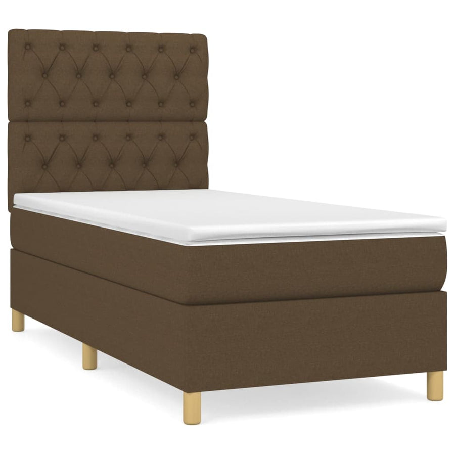 Boxspring Met Matras Stof Donkerbruin 80 x 200 cm Getuft ontwerp