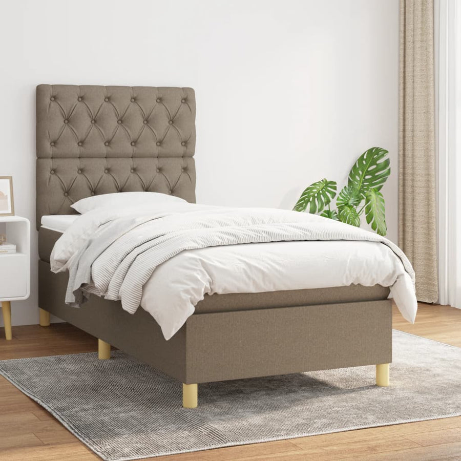 Boxspring Met Matras Stof Taupe 80 x 200 cm Getuft ontwerp