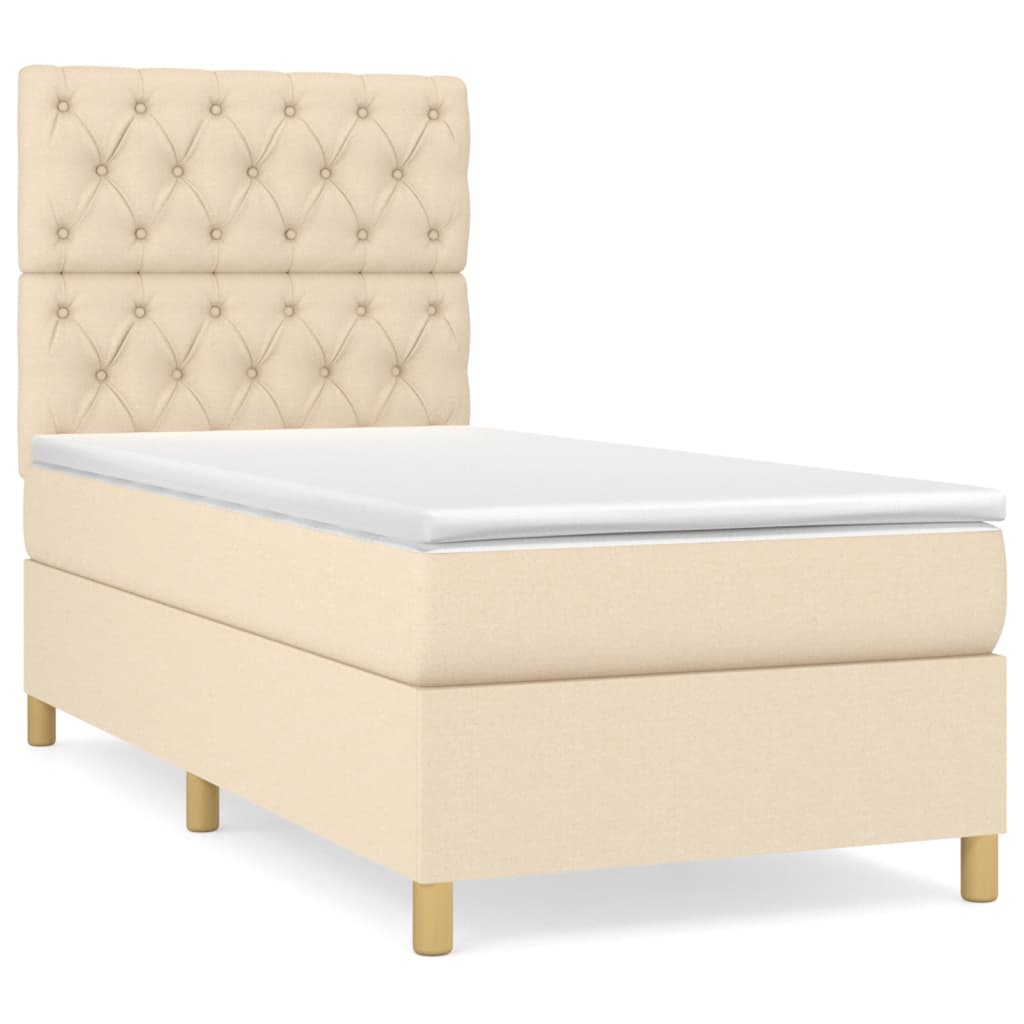 Boxspring Met Matras Stof Kleurig Crème 80 x 200 cm Getuft ontwerp