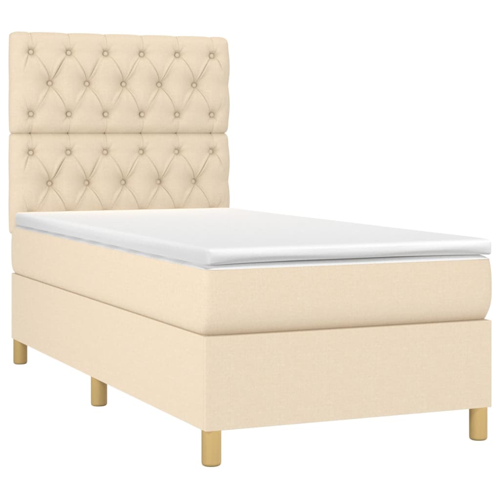 Boxspring Met Matras Stof Kleurig Crème 80 x 200 cm Getuft ontwerp