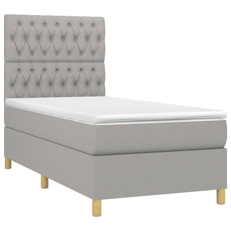 Boxspring Met Matras Stof Lichtgrijs 90 x 190 cm Getuft ontwerp