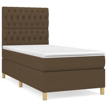 Boxspring met matras stof donkerbruin 90x190 cm 90 x 190 cm Donkerbruin