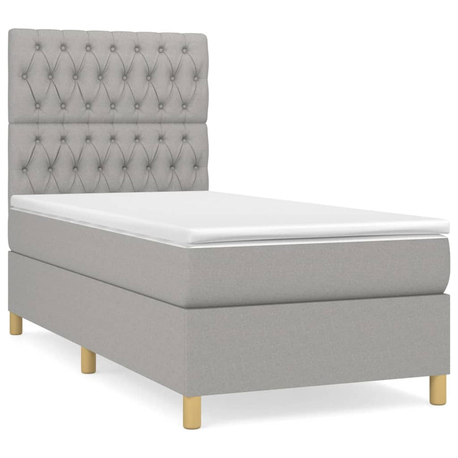 Boxspring Met Matras Stof Lichtgrijs 90 x 200 cm Getuft ontwerp