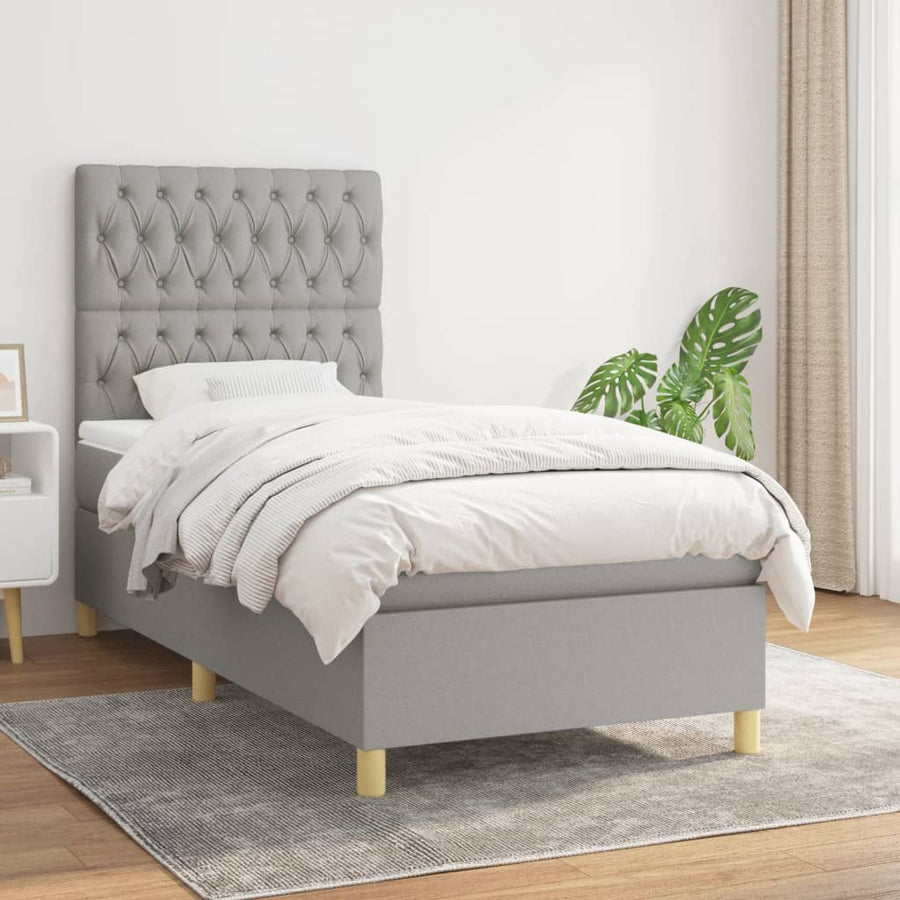 Boxspring Met Matras Stof Lichtgrijs 90 x 200 cm Getuft ontwerp