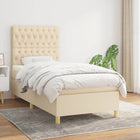 Box spring with fabric mattress cream-coloured 90x200 cm