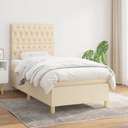 Boxspring met matras 90x200 cm crème stof