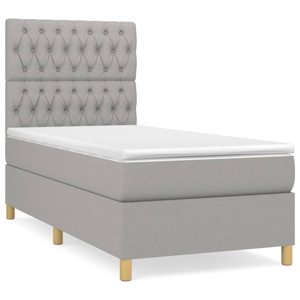 Boxspring Met Matras Stof Lichtgrijs 100 x 200 cm Getuft ontwerp