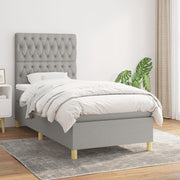 Box spring with fabric mattress light grey 100x200 cm