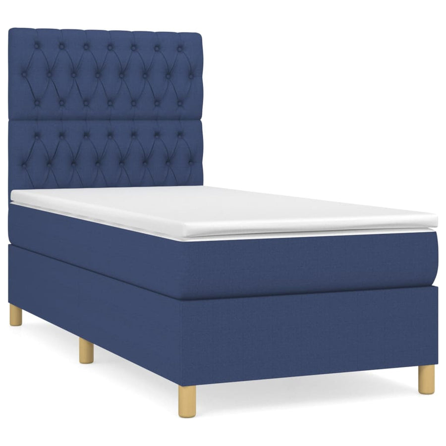 Boxspring Met Matras Stof Blauw 100 x 200 cm Getuft ontwerp