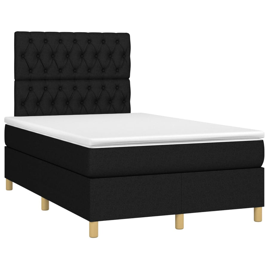 Boxspring Met Matras Stof Zwart 120 x 200 cm Getuft ontwerp