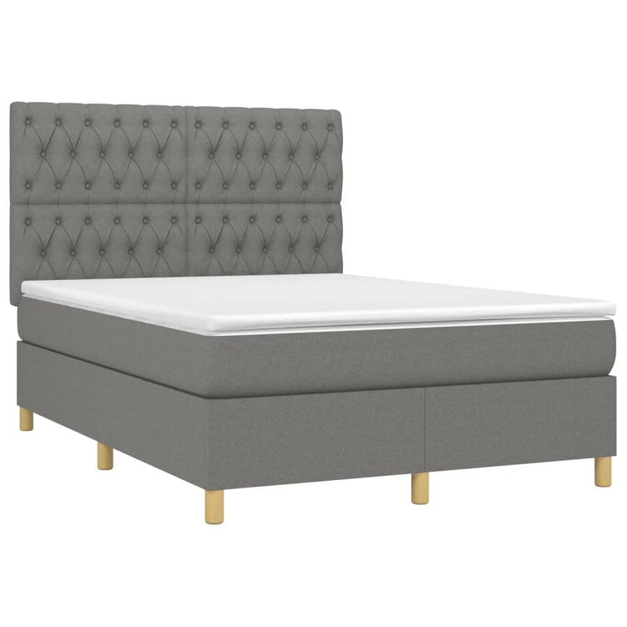 Boxspring Met Matras Stof Donkergrijs 140 x 190 cm Getuft ontwerp