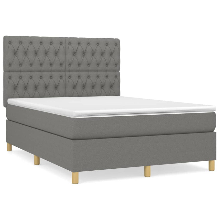 Boxspring Met Matras Stof Donkergrijs 140 x 200 cm Getuft ontwerp