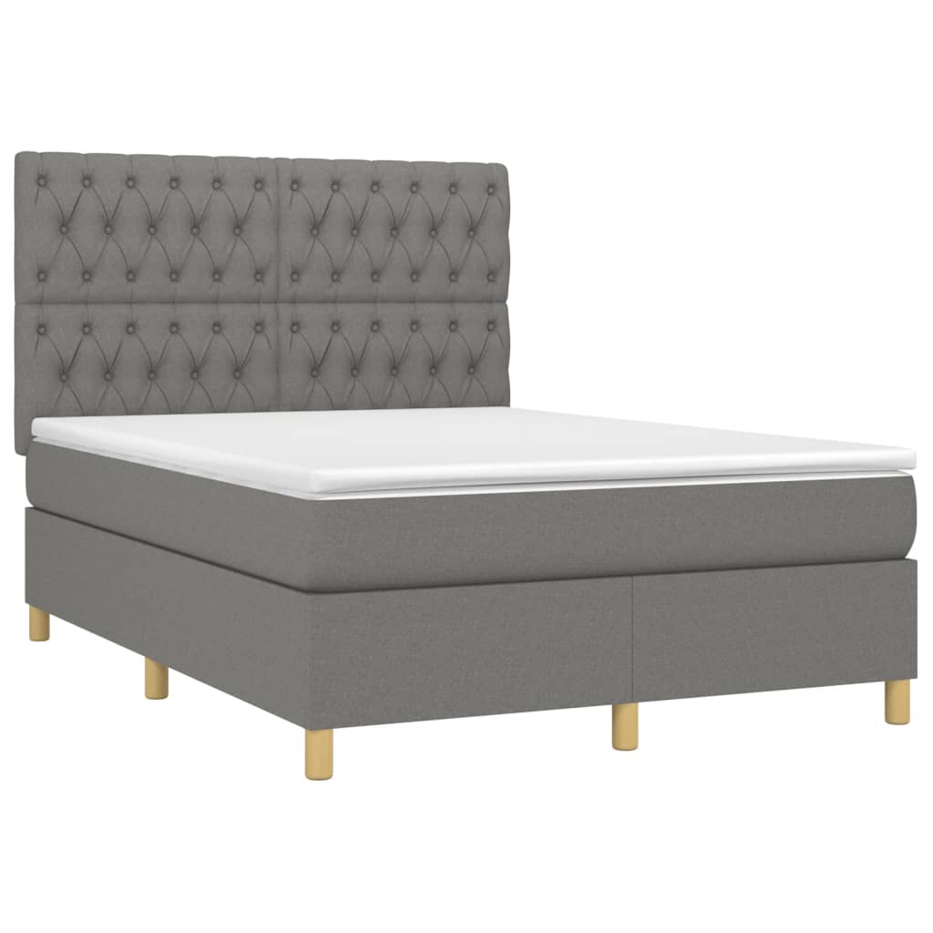 Boxspring Met Matras Stof Donkergrijs 140 x 200 cm Getuft ontwerp