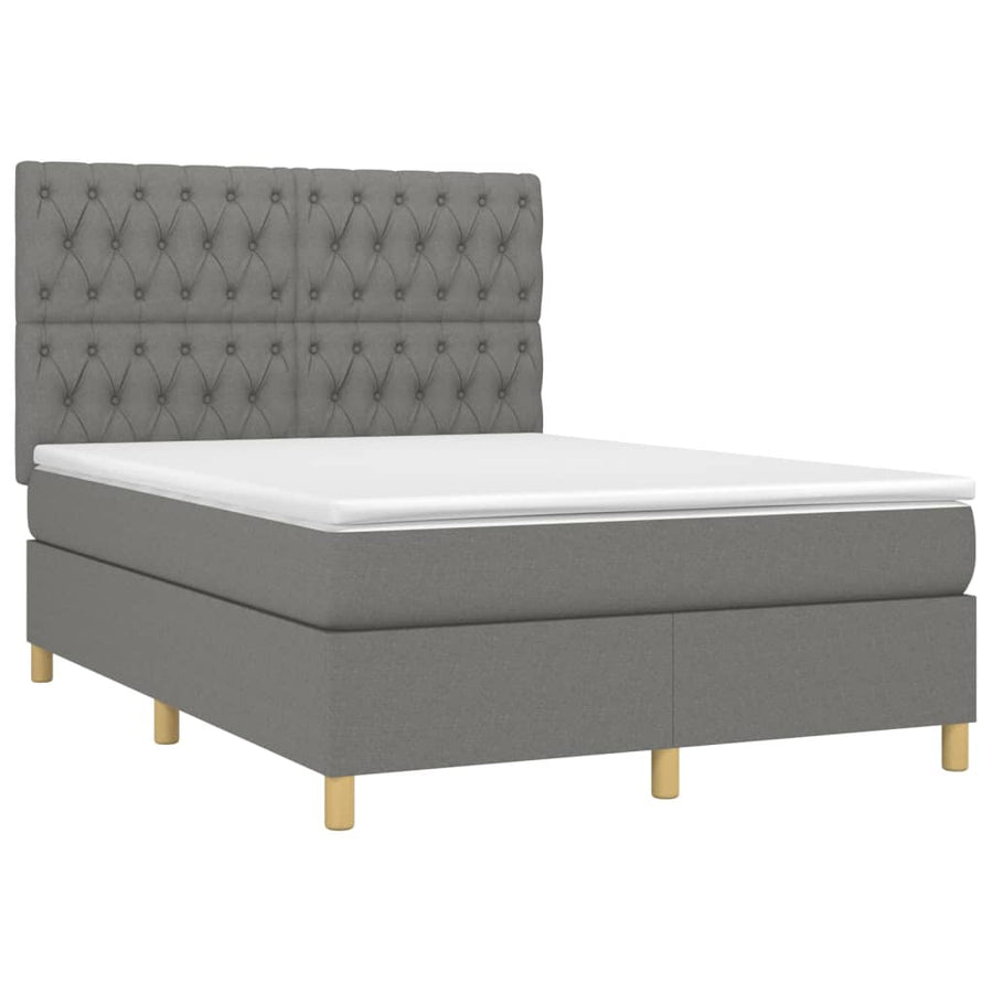 Boxspring Met Matras Stof Donkergrijs 140 x 200 cm Getuft ontwerp