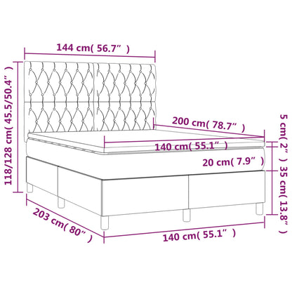 Boxspring Met Matras Stof Zwart 140 x 200 cm Getuft ontwerp