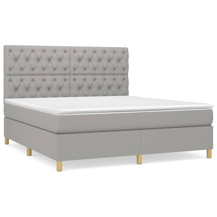 Boxspring Met Matras Stof Lichtgrijs 160 x 200 cm Getuft ontwerp