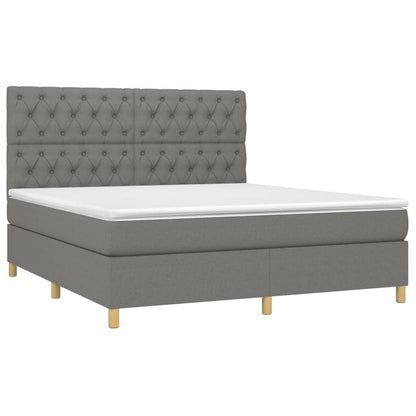 Boxspring Met Matras Stof Donkergrijs 160 x 200 cm Getuft ontwerp