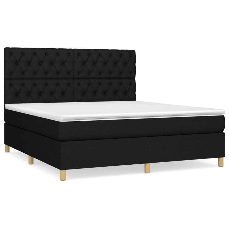 Boxspring Met Matras Stof Zwart 160 x 200 cm Getuft ontwerp
