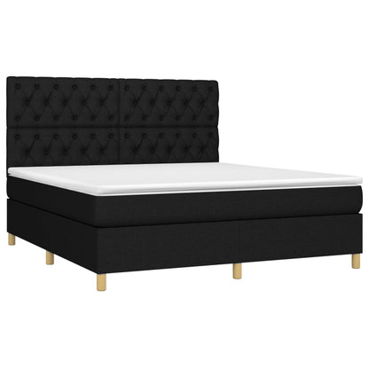 Boxspring Met Matras Stof Zwart 160 x 200 cm Getuft ontwerp