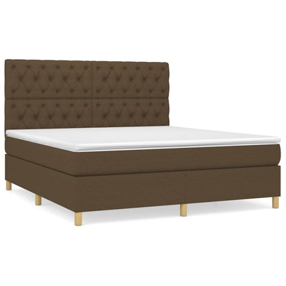 Boxspring Met Matras Stof Donkerbruin 160 x 200 cm Getuft ontwerp