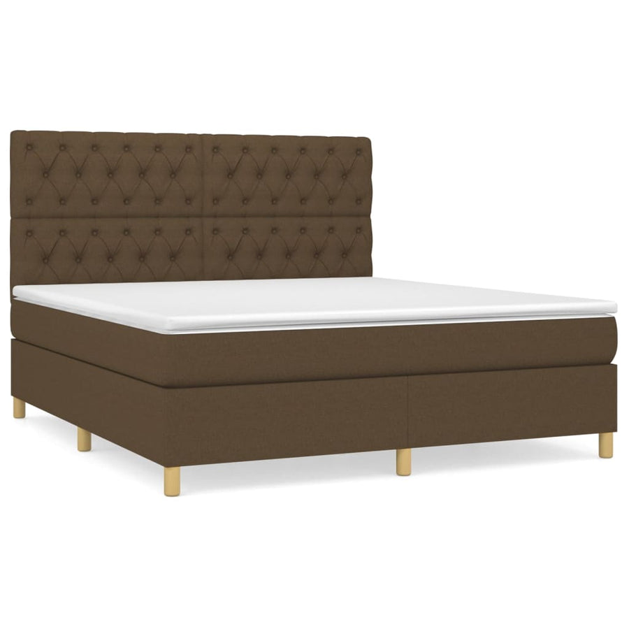 Boxspring Met Matras Stof Donkerbruin 160 x 200 cm Getuft ontwerp