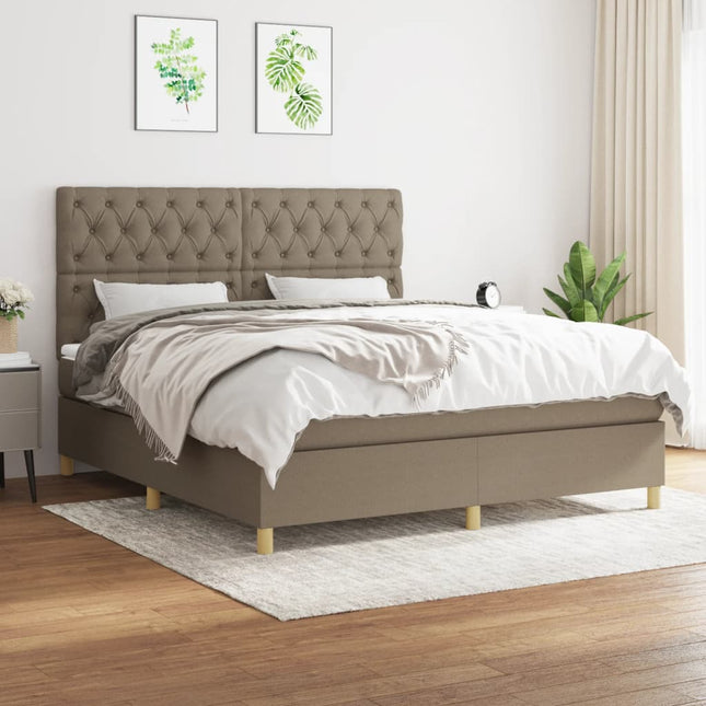 Boxspring Met Matras Stof Taupe 160 x 200 cm Getuft ontwerp