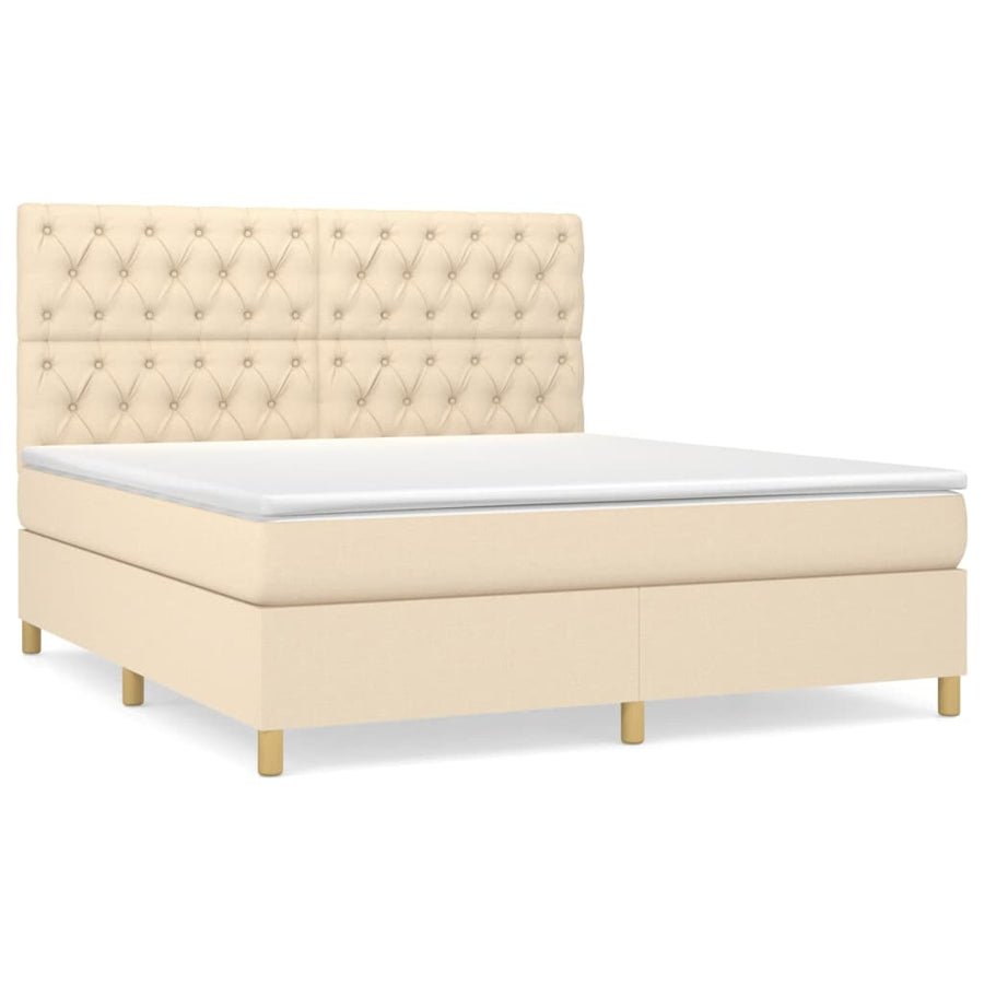 Boxspring Met Matras Stof Kleurig Crème 160 x 200 cm Getuft ontwerp