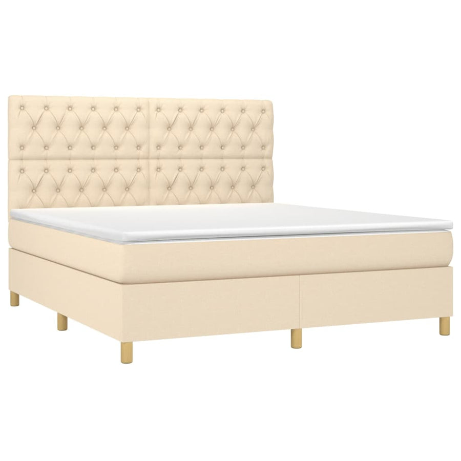 Boxspring Met Matras Stof Kleurig Crème 160 x 200 cm Getuft ontwerp